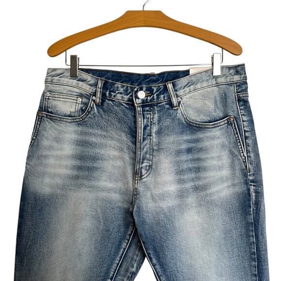 NWT mnml X514 Skinny Stacked Denim Medium Blue Flare Jeans Bootcut Bell Size 34 - Picture 4 of 13